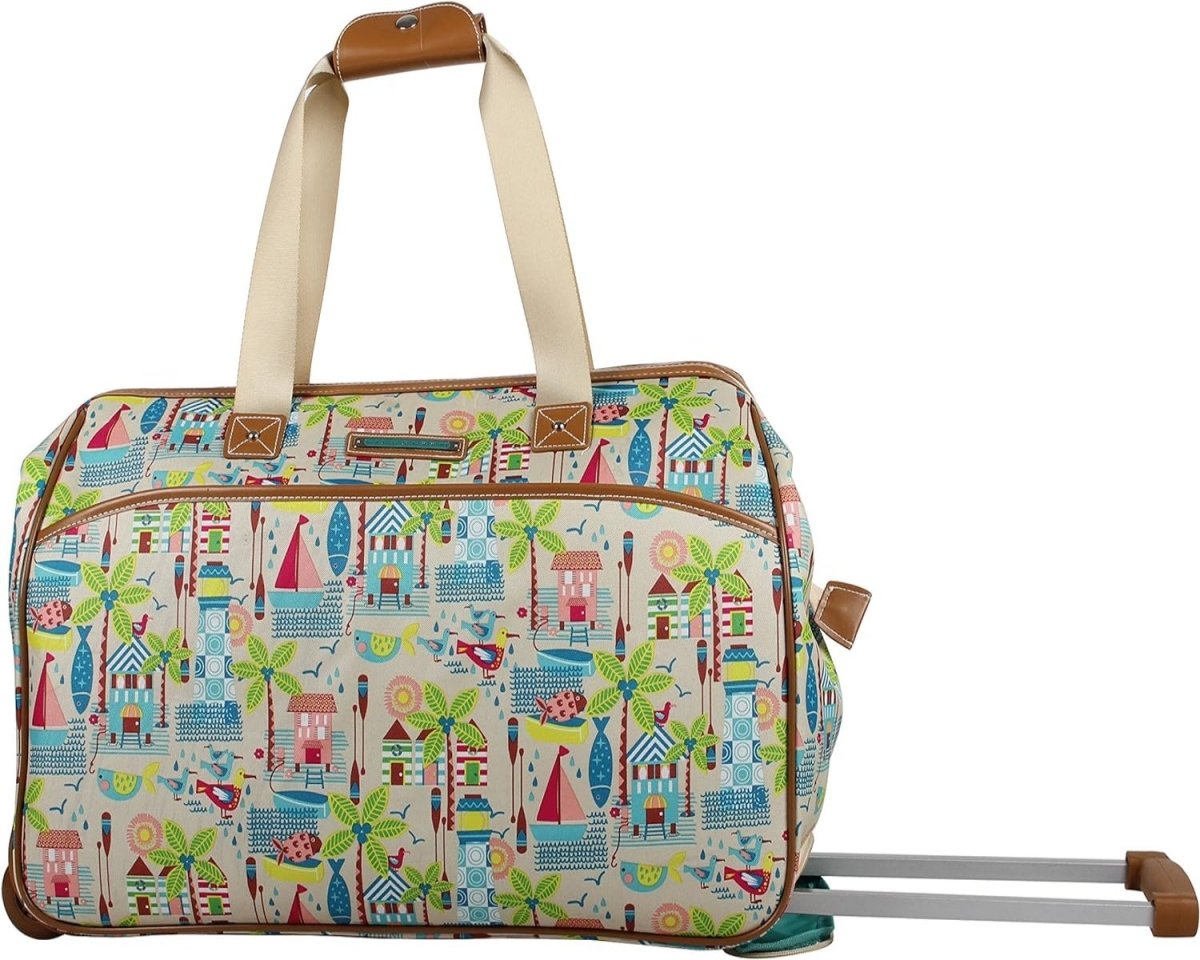 22 in Luggage Designer Pattern Suitcase Wheeled Duffel Carry On Bag - Lily Bloom