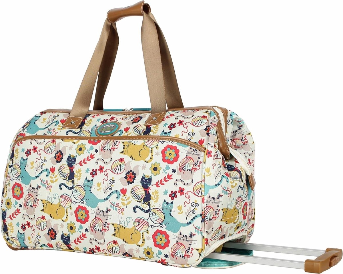 22 in Luggage Designer Pattern Suitcase Wheeled Duffel Carry On Bag - Lily Bloom