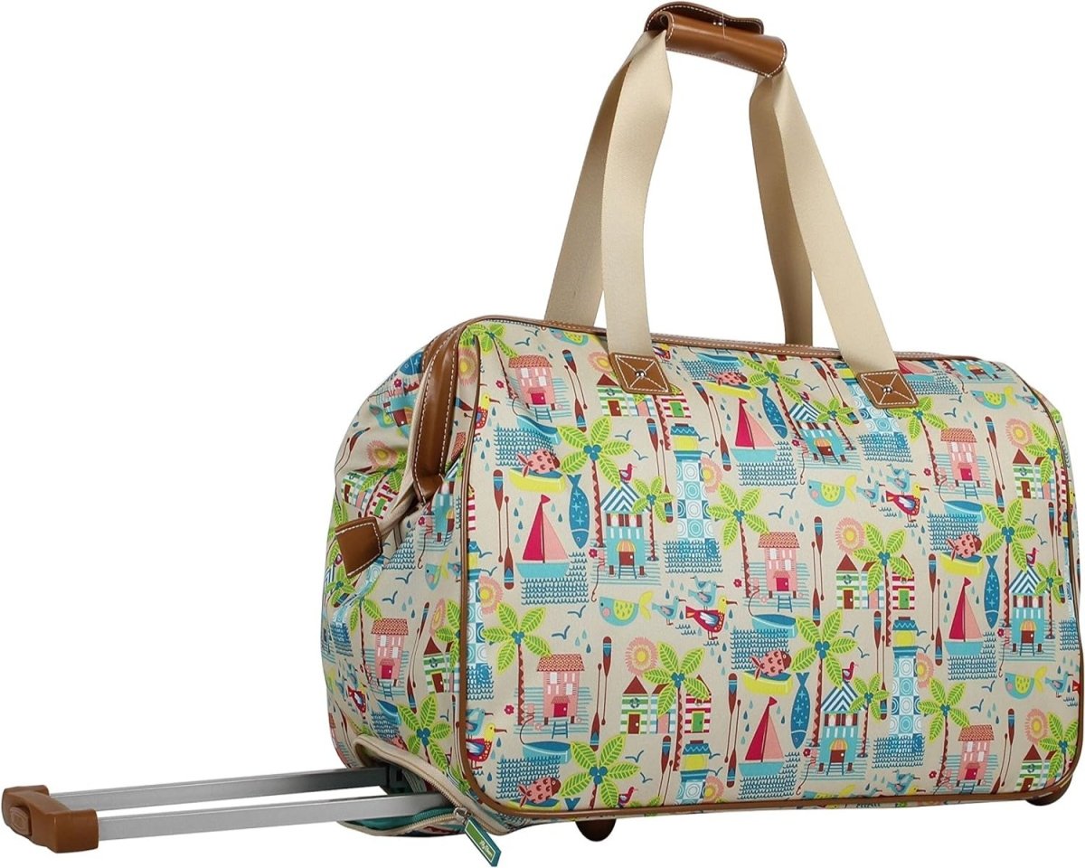 22 in Luggage Designer Pattern Suitcase Wheeled Duffel Carry On Bag - Lily Bloom