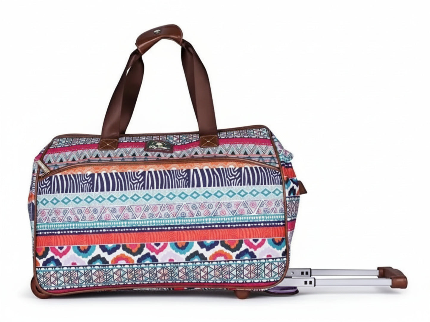 22 in Luggage Designer Pattern Suitcase Wheeled Duffel Carry On Bag - Lily Bloom