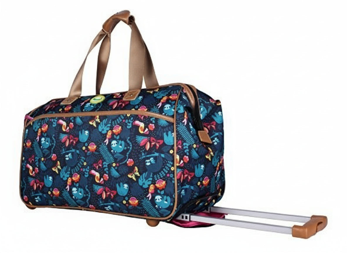 22 in Luggage Designer Pattern Suitcase Wheeled Duffel Carry On Bag - Lily Bloom