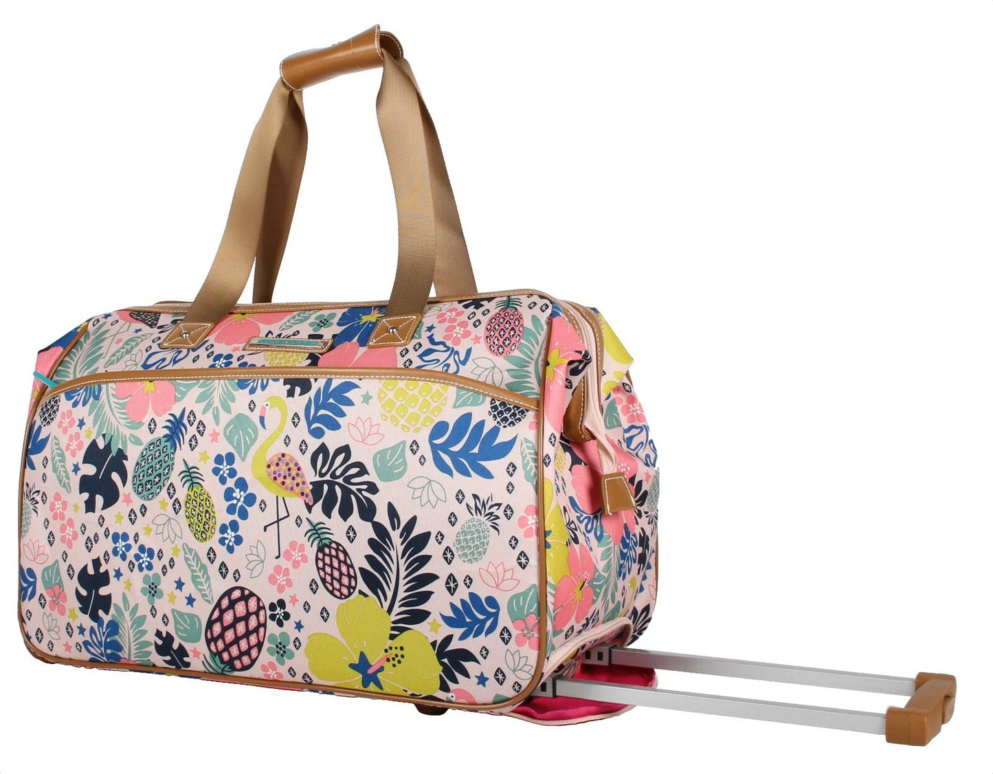 22 in Luggage Designer Pattern Suitcase Wheeled Duffel Carry On Bag - Lily Bloom