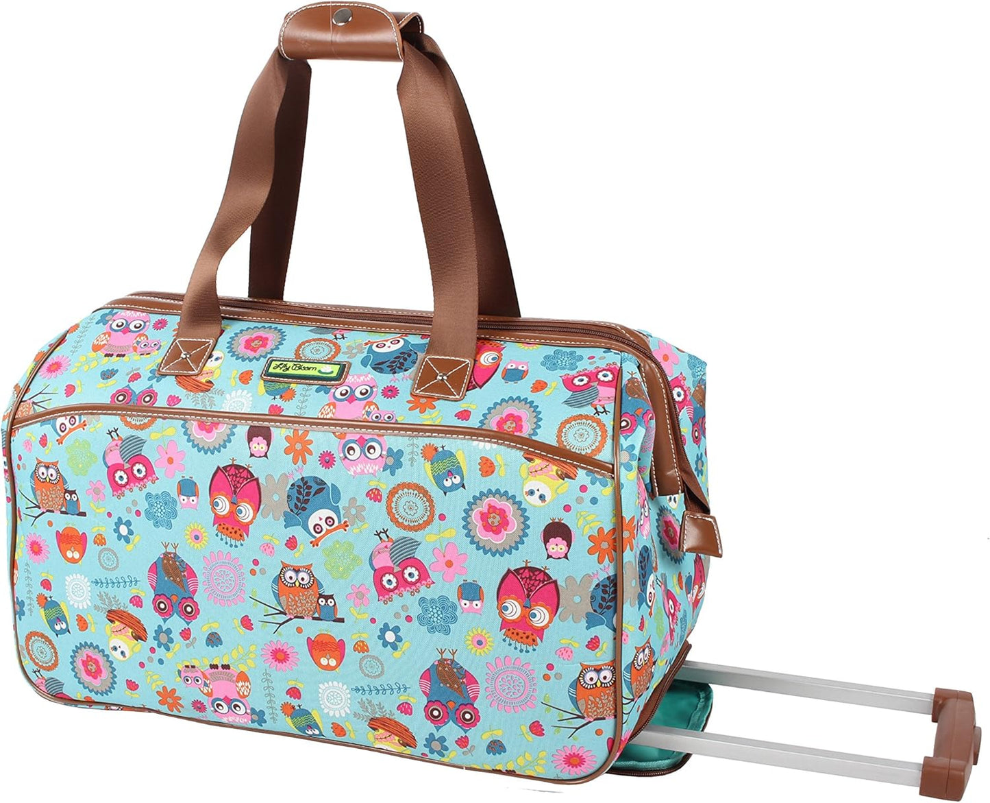 22 in Luggage Designer Pattern Suitcase Wheeled Duffel Carry On Bag - Lily Bloom
