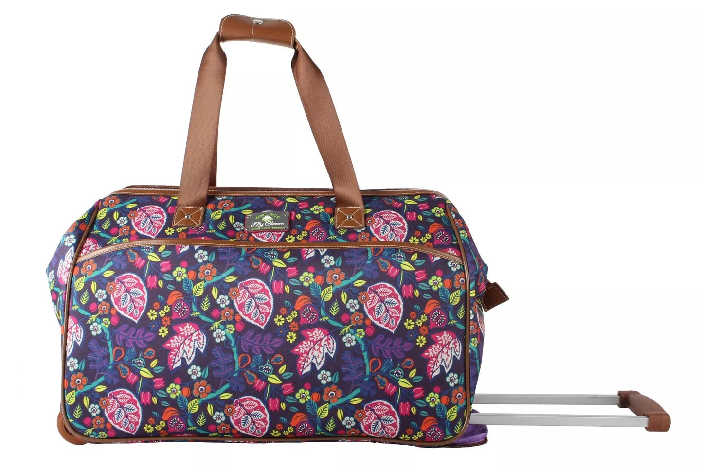 22 in Luggage Designer Pattern Suitcase Wheeled Duffel Carry On Bag - Lily Bloom