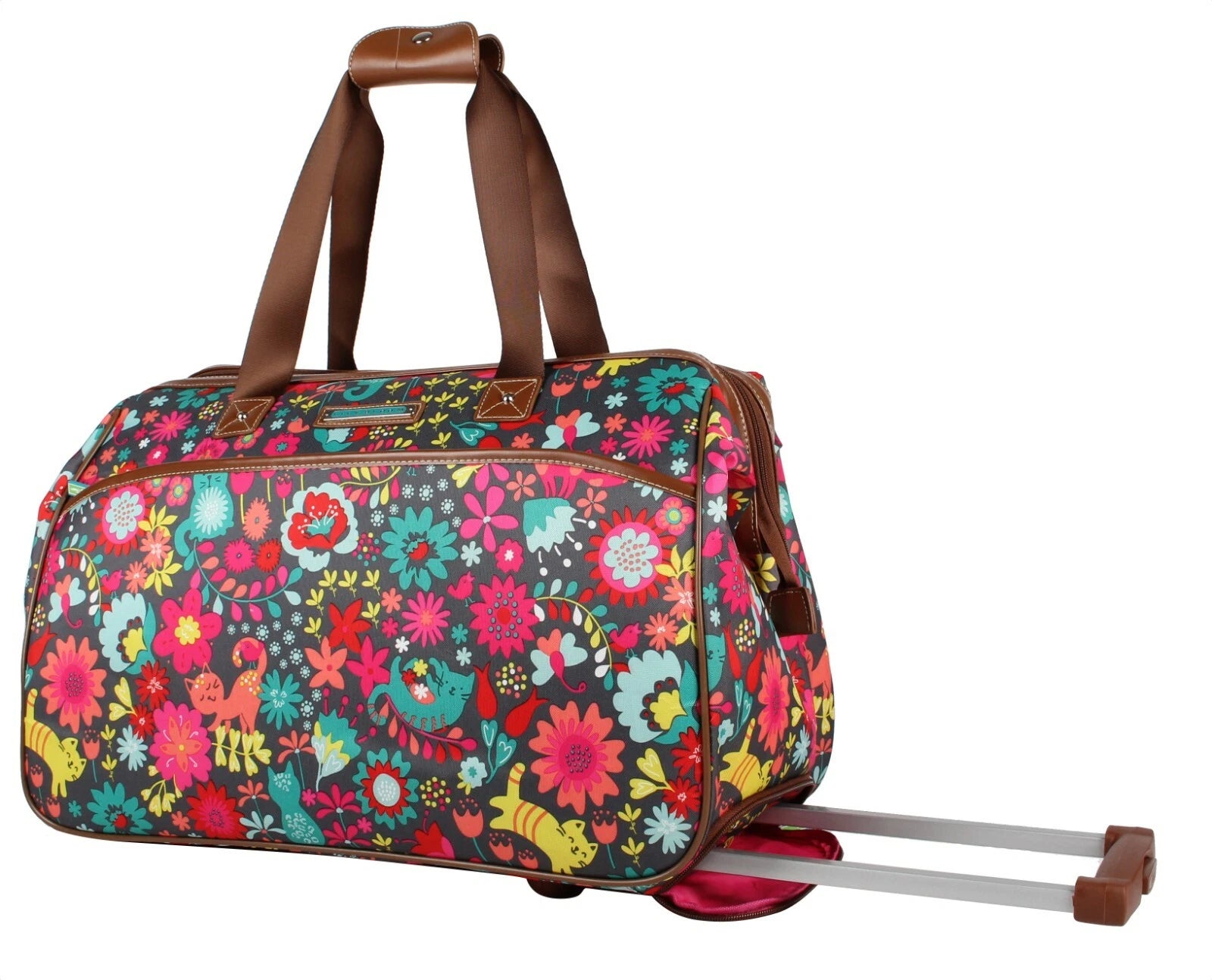 22 in Luggage Designer Pattern Suitcase Wheeled Duffel Carry On Bag - Lily Bloom