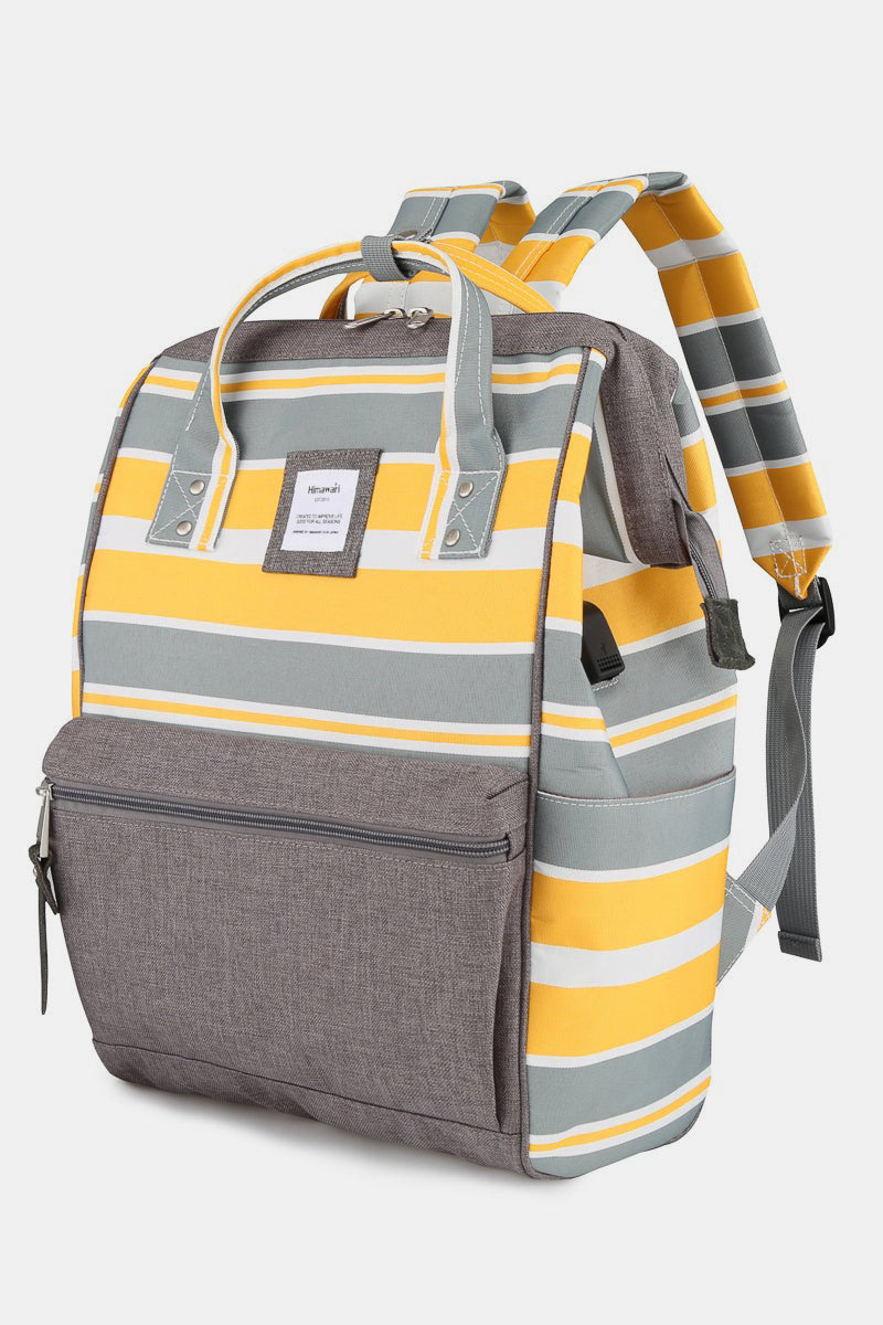 Striped Waterproof Nylon Backpack Bag with Side Pockets - Lily Bloom Store