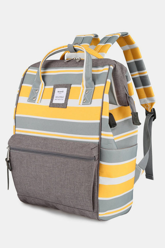 Striped Waterproof Nylon Backpack Bag with Side Pockets - Lily Bloom Store