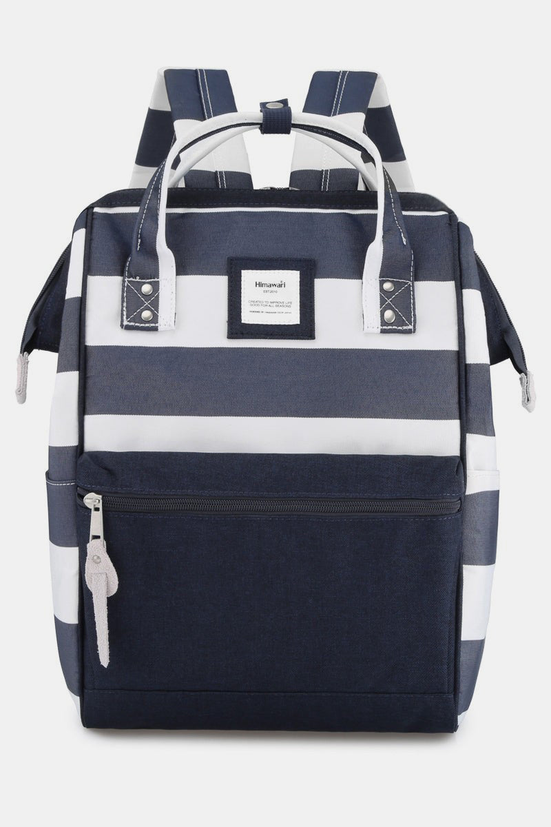 Striped Waterproof Nylon Backpack Bag with Side Pockets - Lily Bloom Store