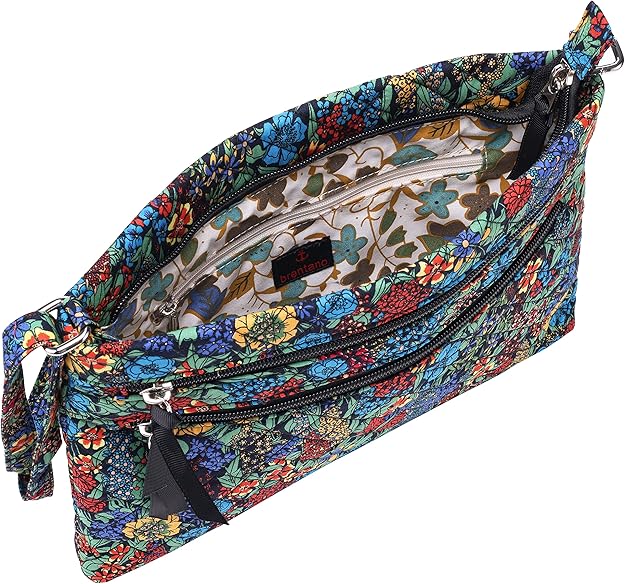 Cotton Quilted Multi-zipper Crossbody Purse