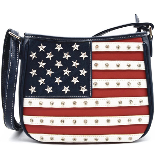 Handbag with American flag design and studs