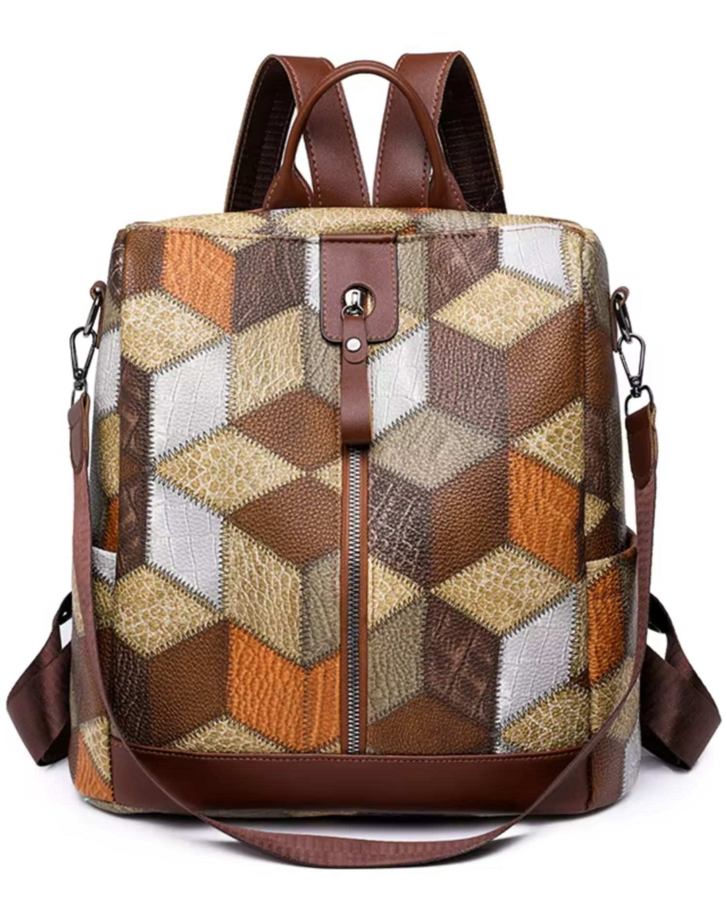 brown vegan leather backpack Anti-theft Waterproof Vegan Leather Backpack