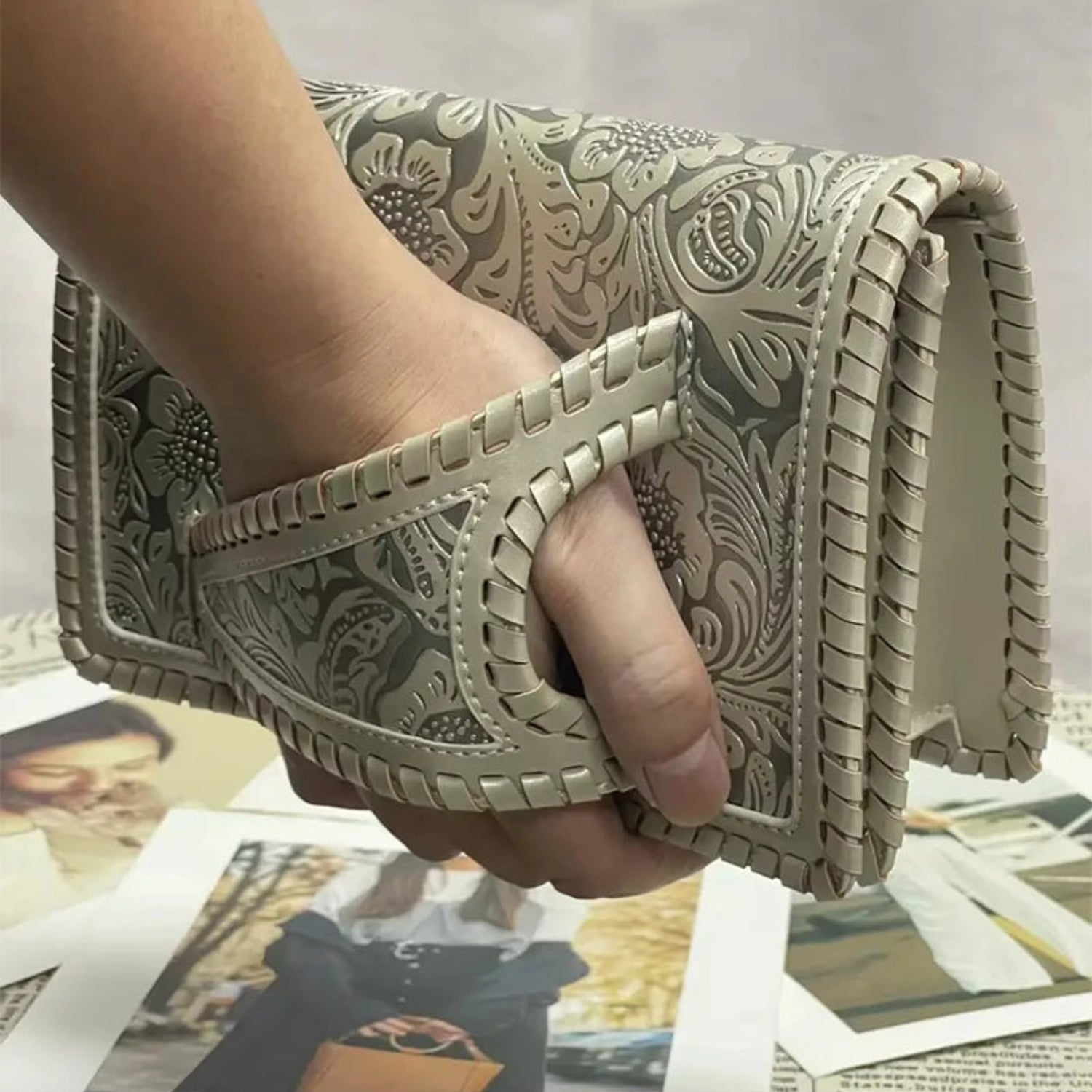 Art Carvings Embossing Evening Elegant Clutch Purse Designer Handbag