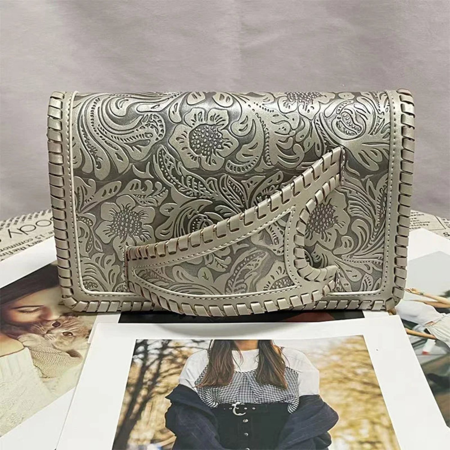 Art Carvings Embossing Evening Elegant Clutch Purse Designer Handbag