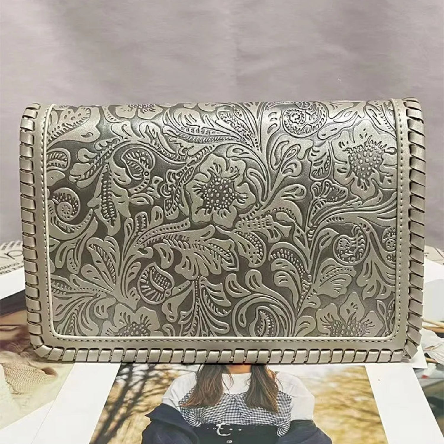 Art Carvings Embossing Evening Elegant Clutch Purse Designer Handbag