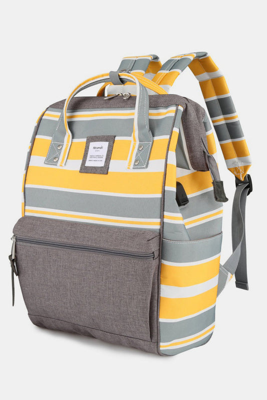 Striped Waterproof Nylon Backpack Bag with Side Pockets - Lily Bloom Store