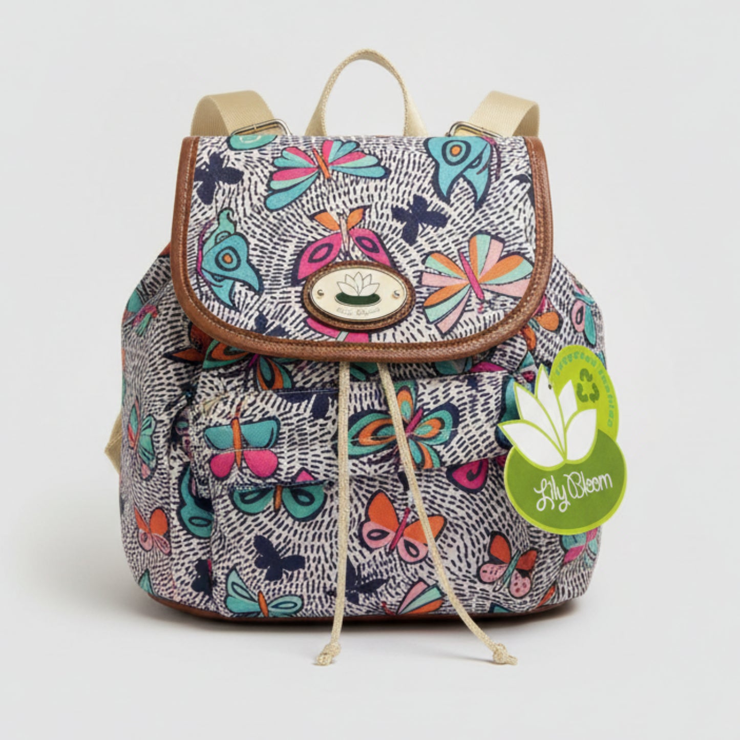 Backpack Purse Drawstring Snap Closure - Lily Bloom