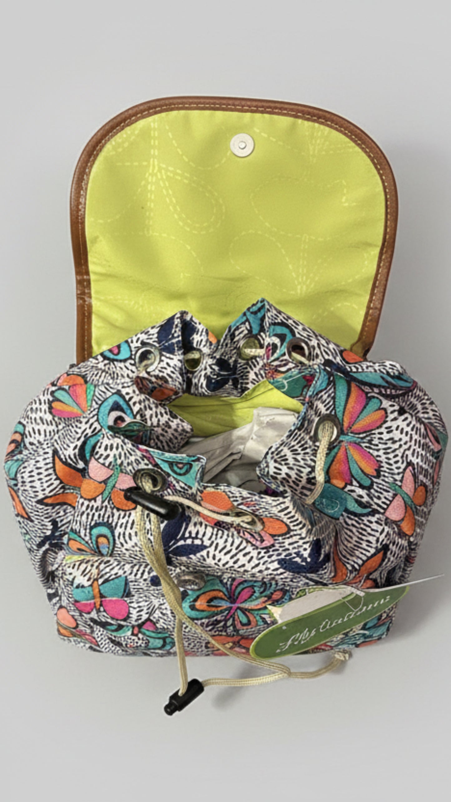 Backpack Purse Drawstring Snap Closure - Lily Bloom