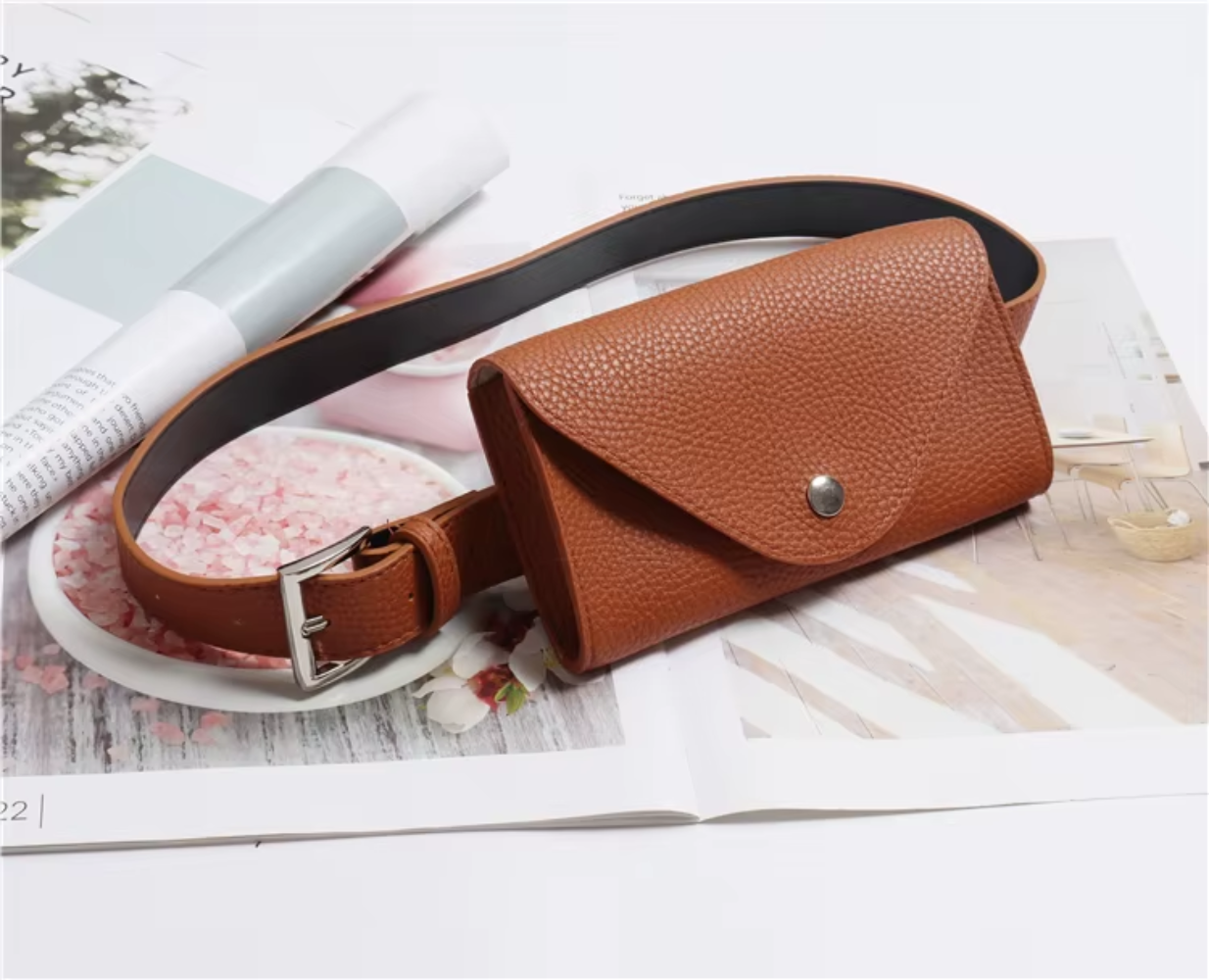 Vegan Leather Belt Phone Pouch Messenger Bag | Lily Bloom