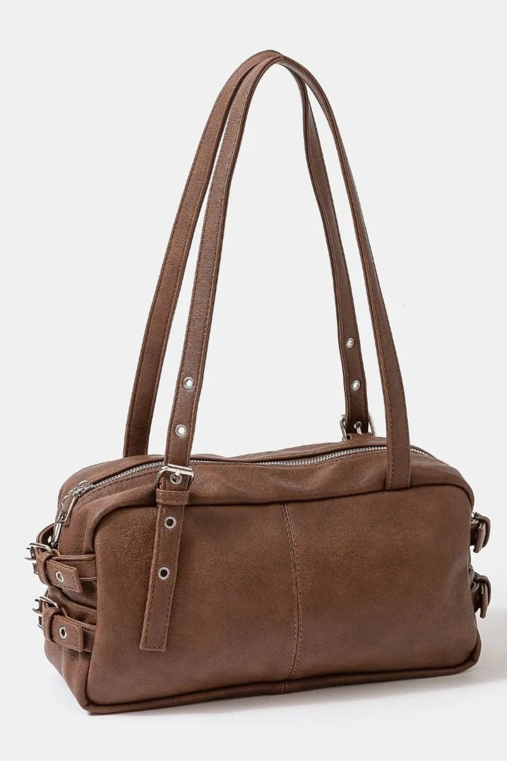 Multi Grommet Belt Strap Rustic Rectangular Hand Bag | Lily Bloom