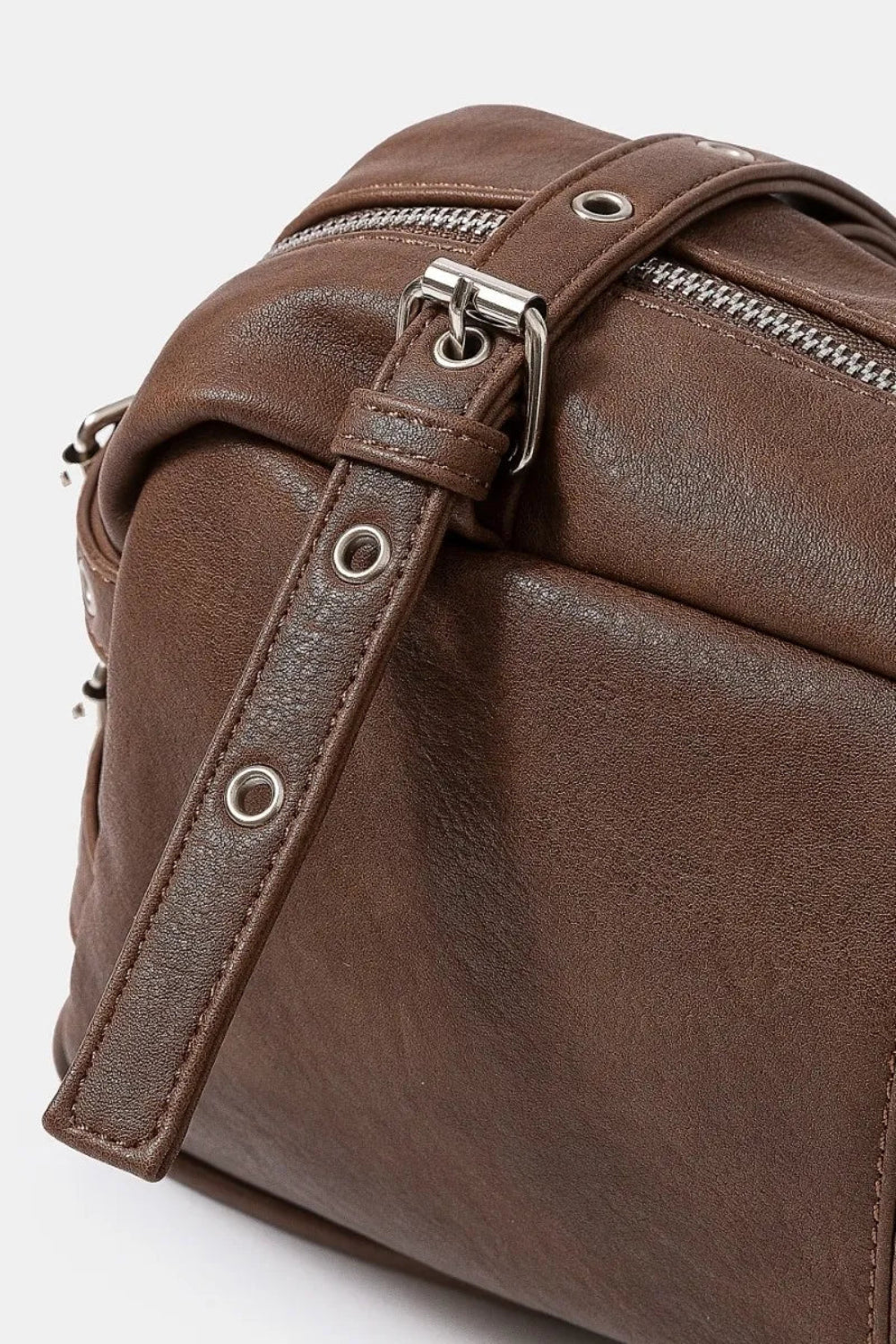 Multi Grommet Belt Strap Rustic Rectangular Hand Bag | Lily Bloom