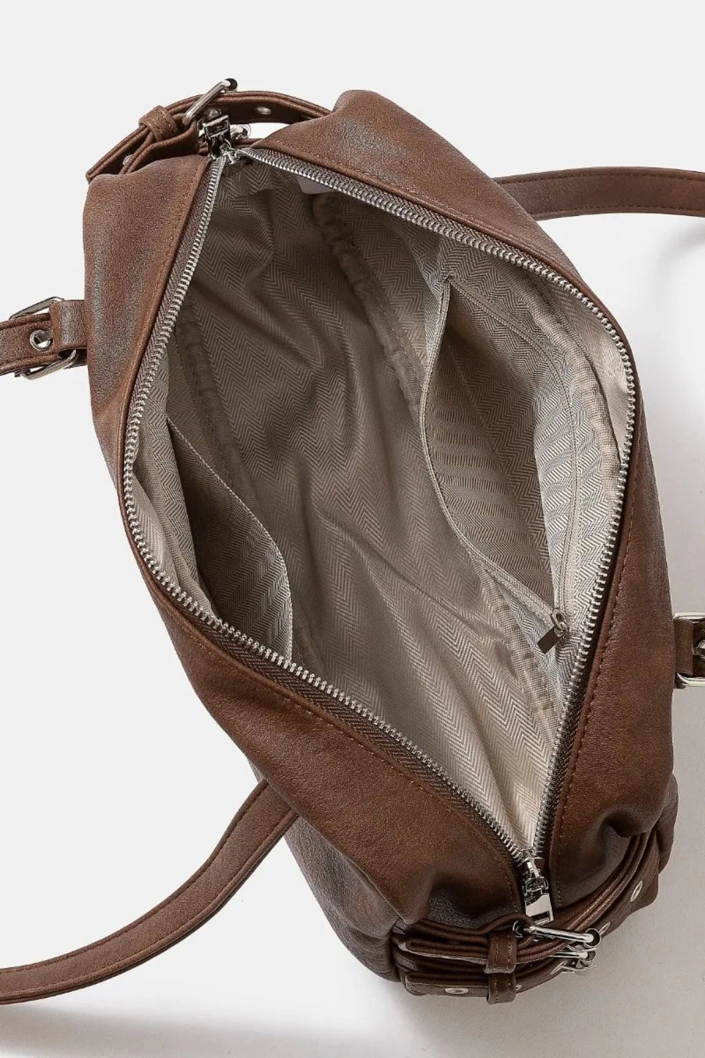 Multi Grommet Belt Strap Rustic Rectangular Hand Bag | Lily Bloom