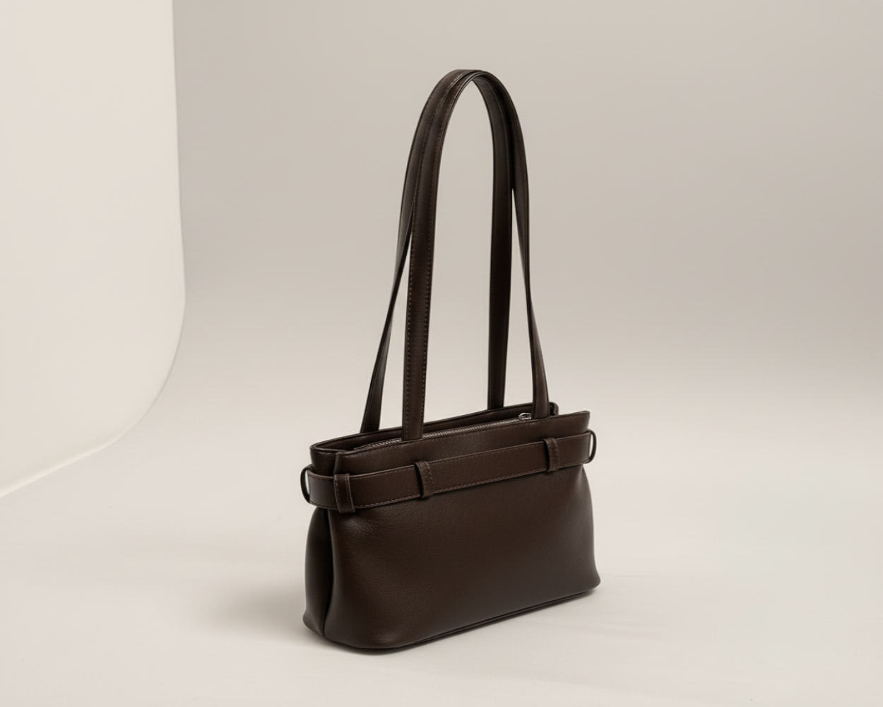 Belt Strap Textured Vegan Leather Shoulder Bag - Lily Bloom