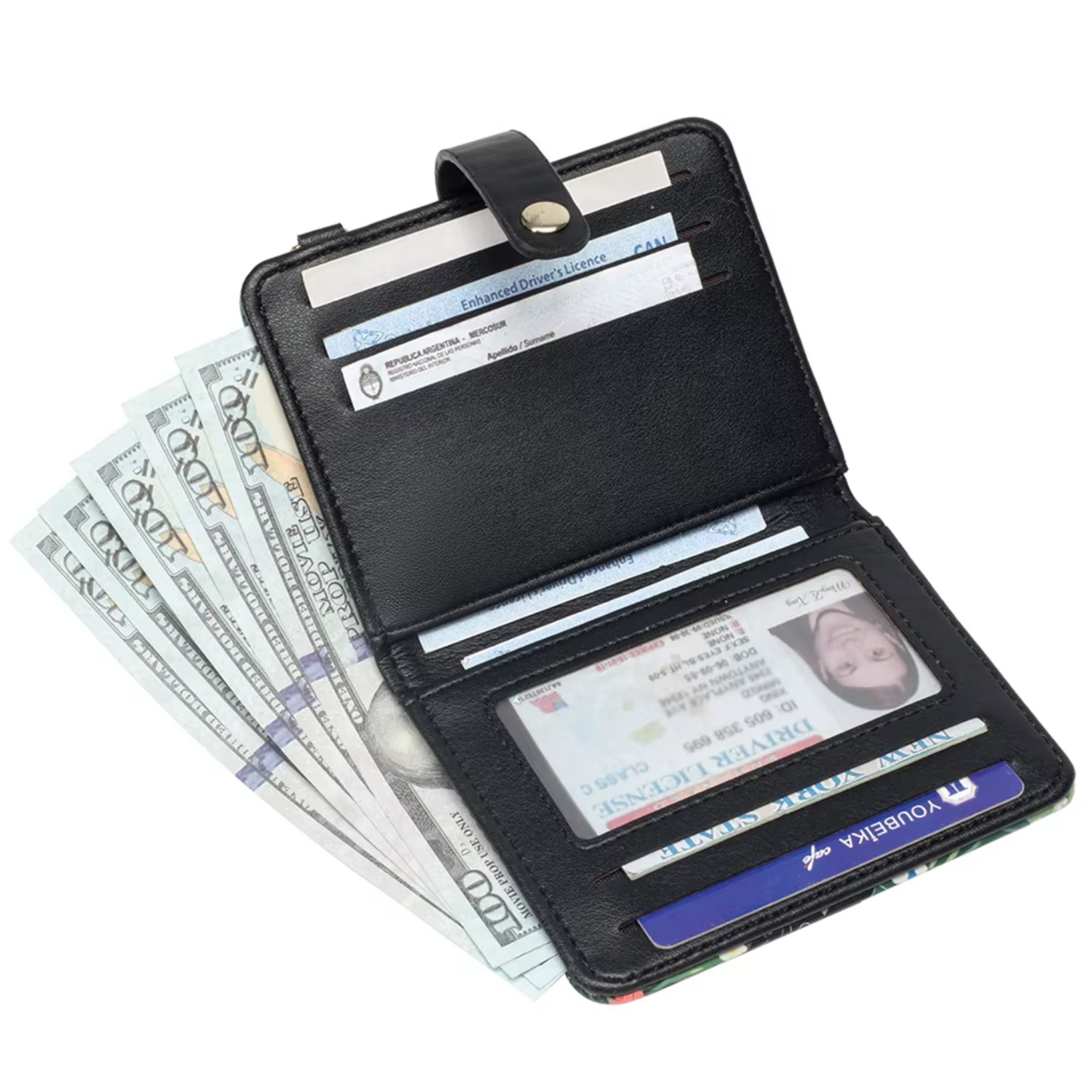 Black Cat Flower Pattern RFID Wallet