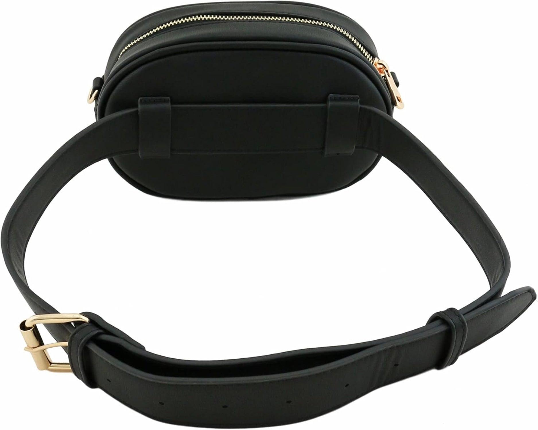 Black leather bag with a strap