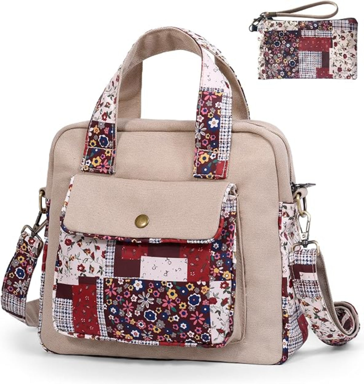 Boho Floral Crossbody Bag - Hand-Drawn Print