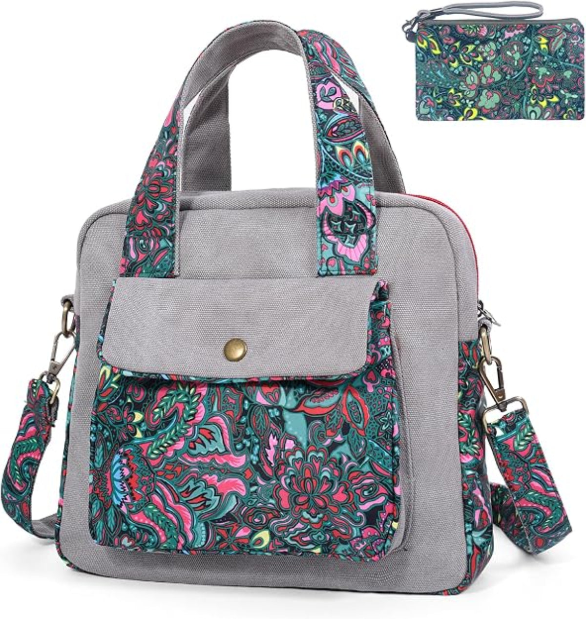 Boho Floral Crossbody Bag - Hand-Drawn Print