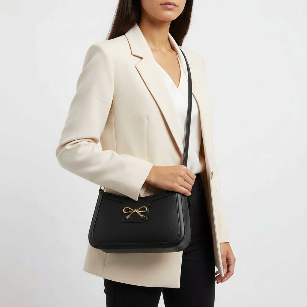 Bow Leather Shoulder Bag