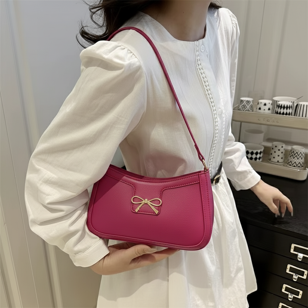 Bow Leather Shoulder Bag