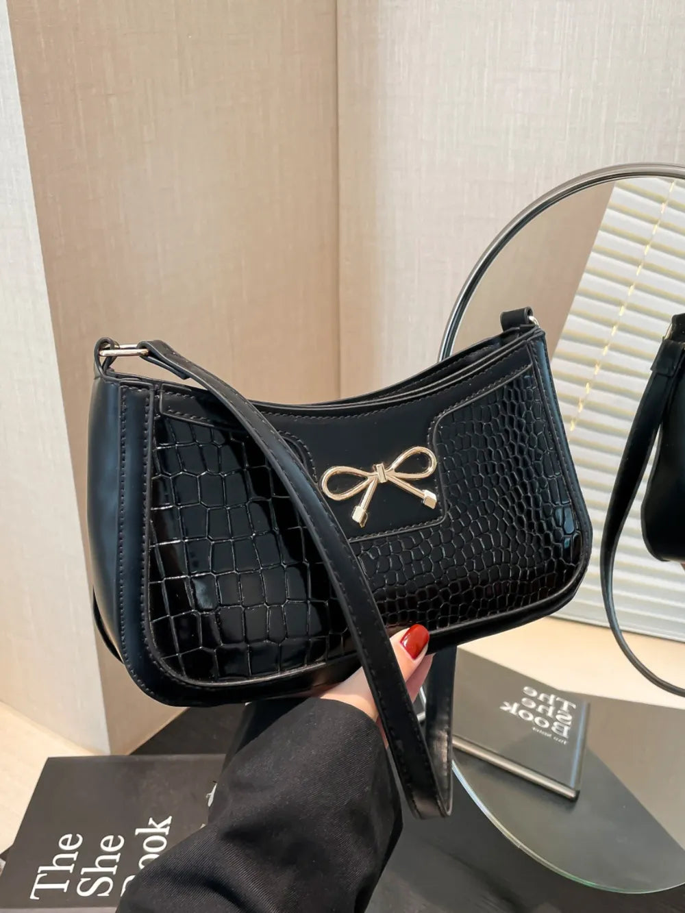 Bow Leather Shoulder Bag | Lily Bloom