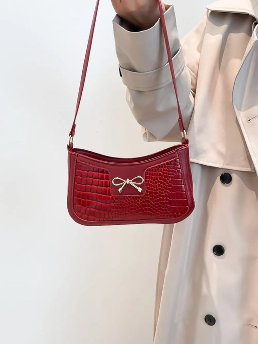 Bow Leather Shoulder Bag | Lily Bloom