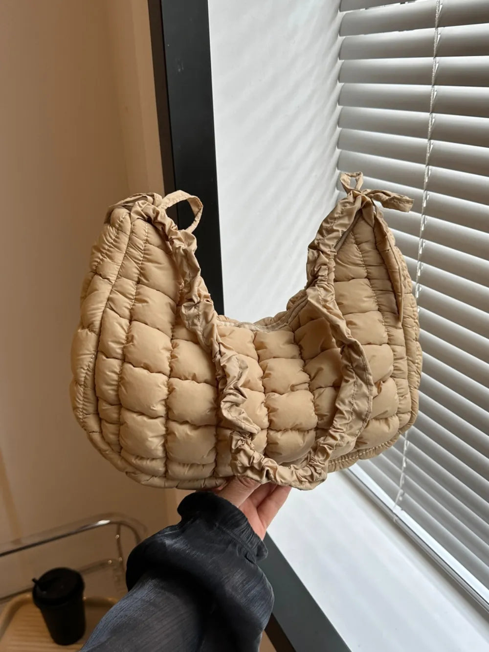 Bubble Texture Ruched Strap Quilted Shoulder Bag | Lily Bloom