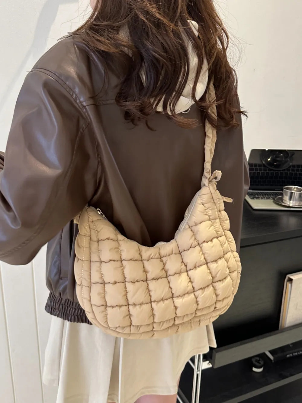Bubble Texture Ruched Strap Quilted Shoulder Bag | Lily Bloom