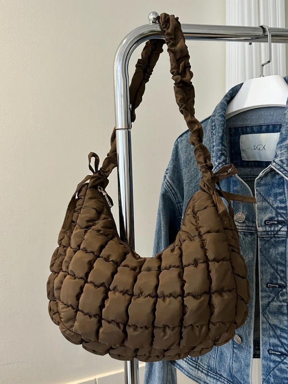 Bubble Texture Ruched Strap Quilted Shoulder Bag | Lily Bloom