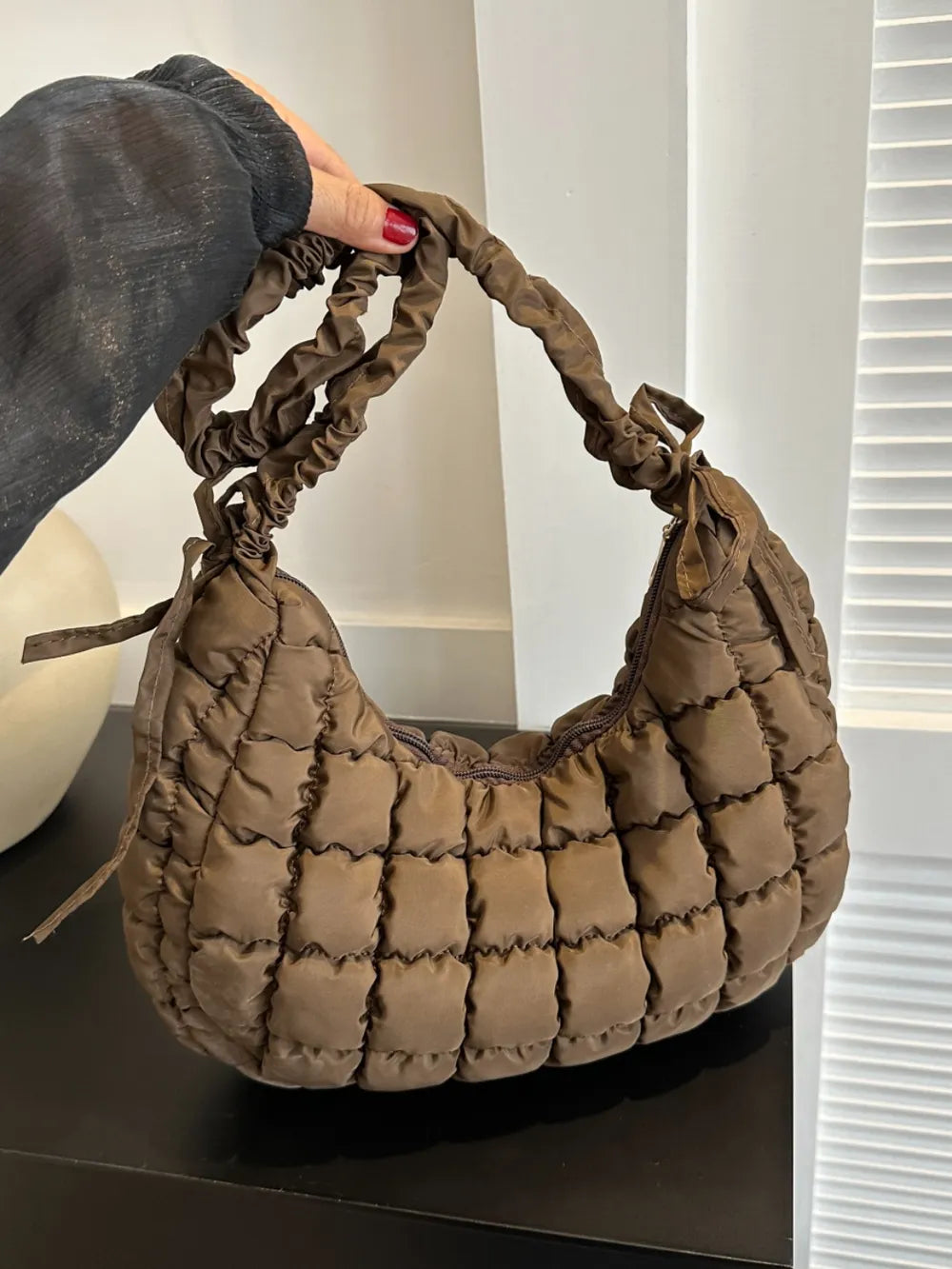 Bubble Texture Ruched Strap Quilted Shoulder Bag | Lily Bloom
