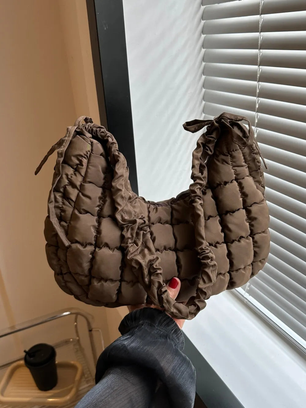 Bubble Texture Ruched Strap Quilted Shoulder Bag | Lily Bloom