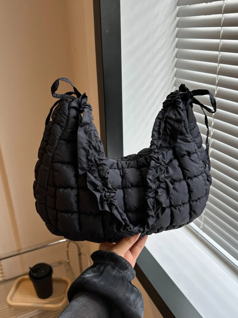 Bubble Texture Ruched Strap Quilted Shoulder Bag | Lily Bloom