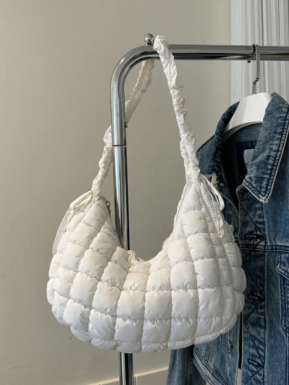 Bubble Texture Ruched Strap Quilted Shoulder Bag | Lily Bloom