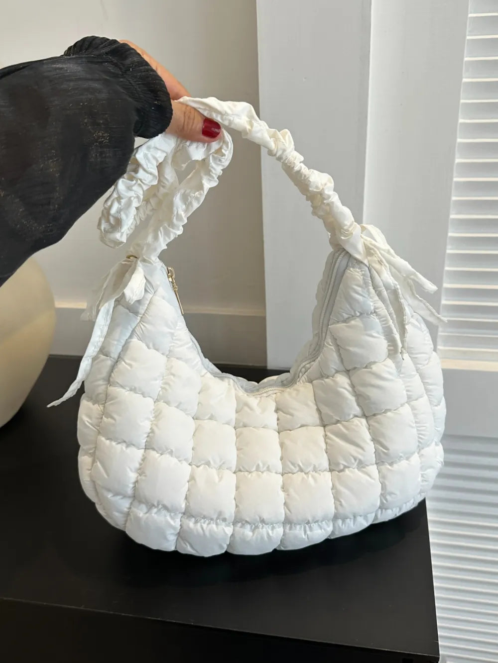 Bubble Texture Ruched Strap Quilted Shoulder Bag | Lily Bloom