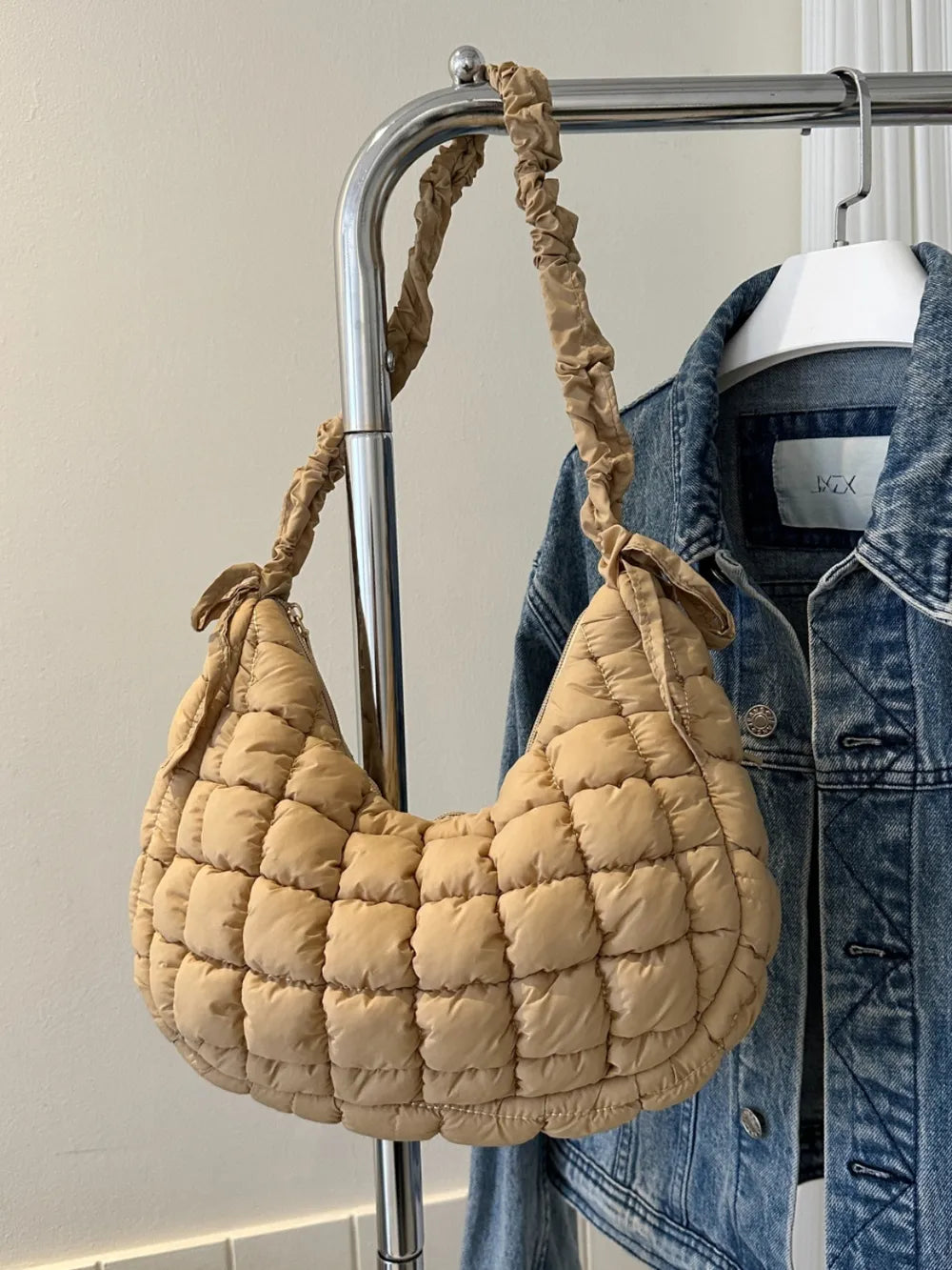 Bubble Texture Ruched Strap Quilted Shoulder Bag | Lily Bloom