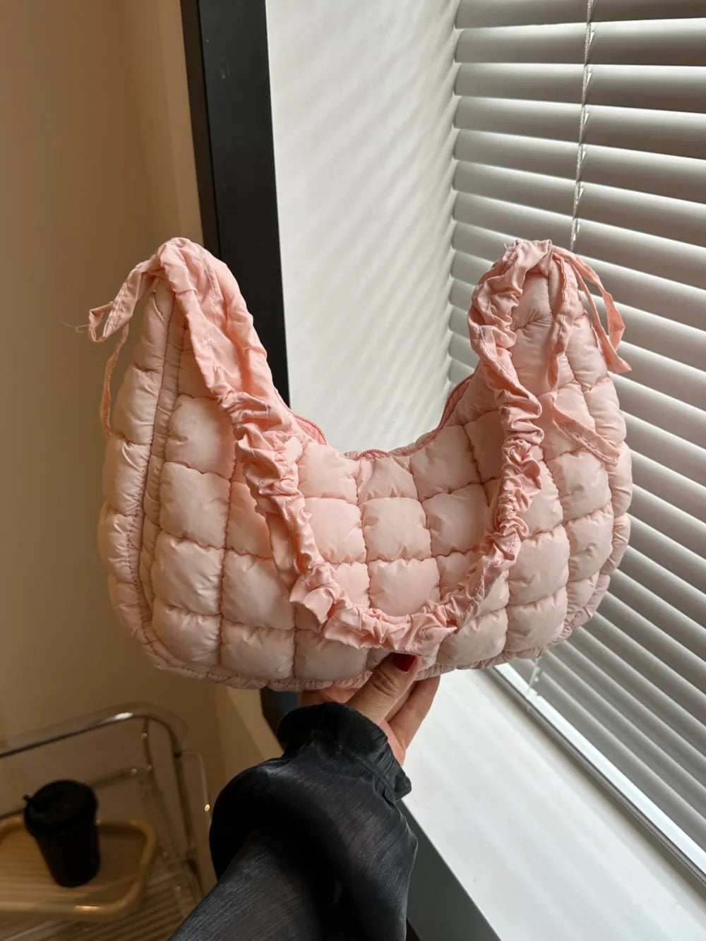 Bubble Texture Ruched Strap Quilted Shoulder Bag | Lily Bloom