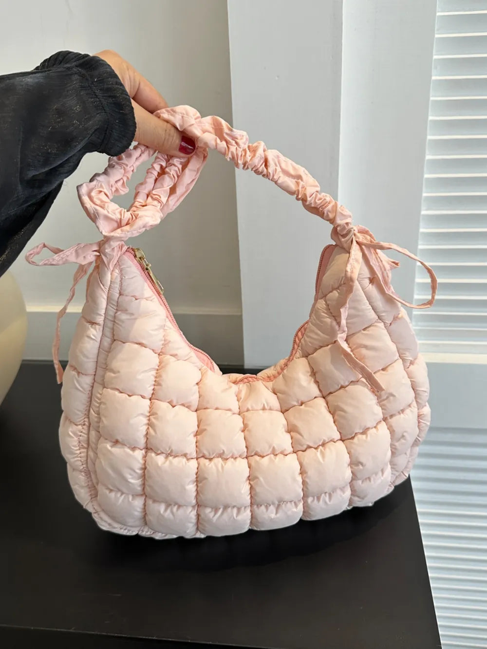 Bubble Texture Ruched Strap Quilted Shoulder Bag | Lily Bloom