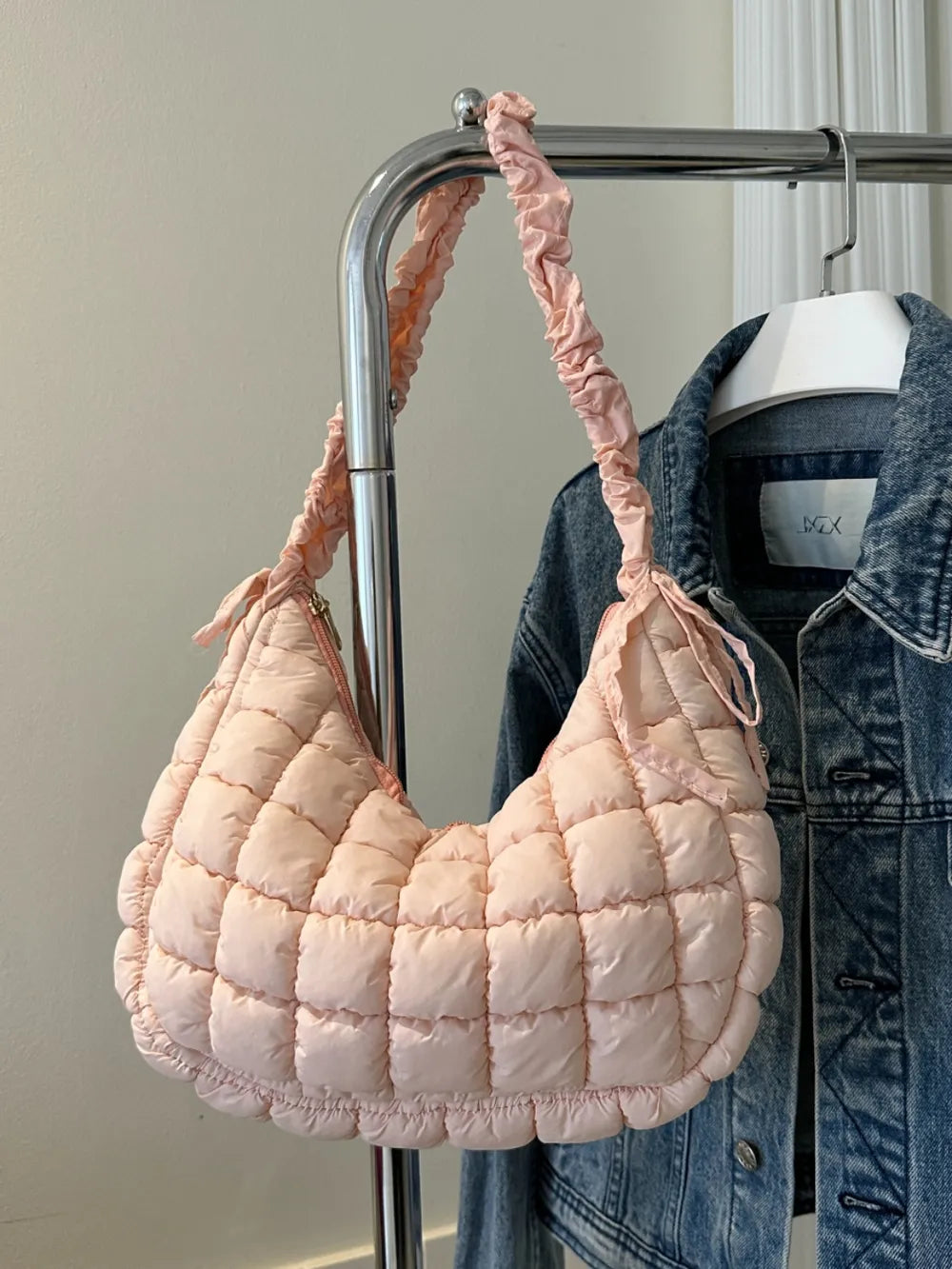 Bubble Texture Ruched Strap Quilted Shoulder Bag | Lily Bloom