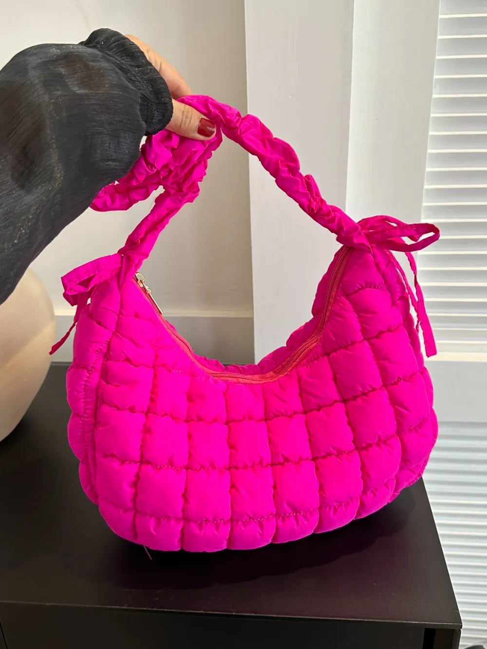Bubble Texture Ruched Strap Quilted Shoulder Bag | Lily Bloom