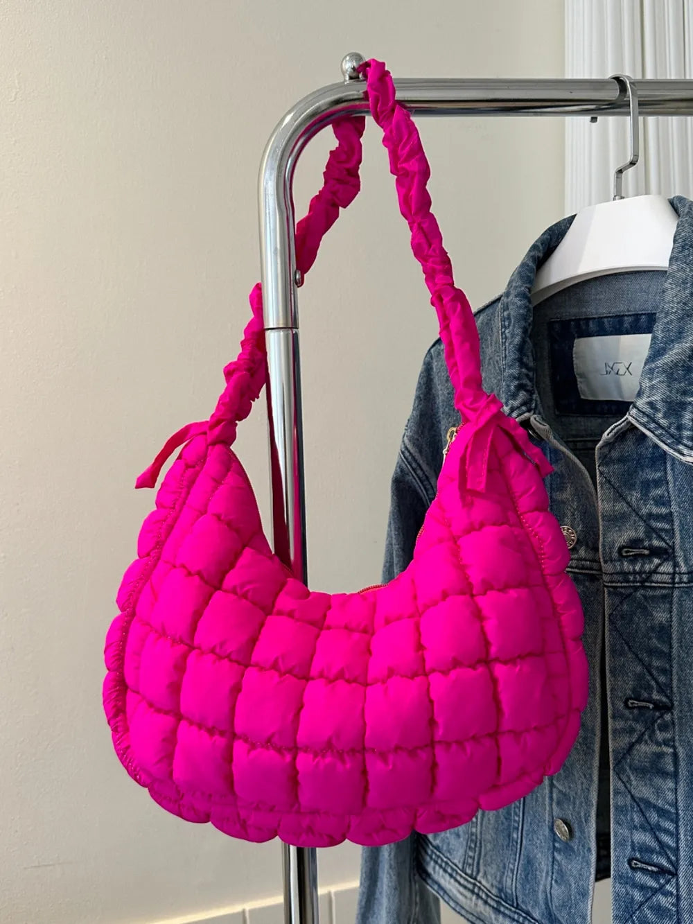 Bubble Texture Ruched Strap Quilted Shoulder Bag | Lily Bloom