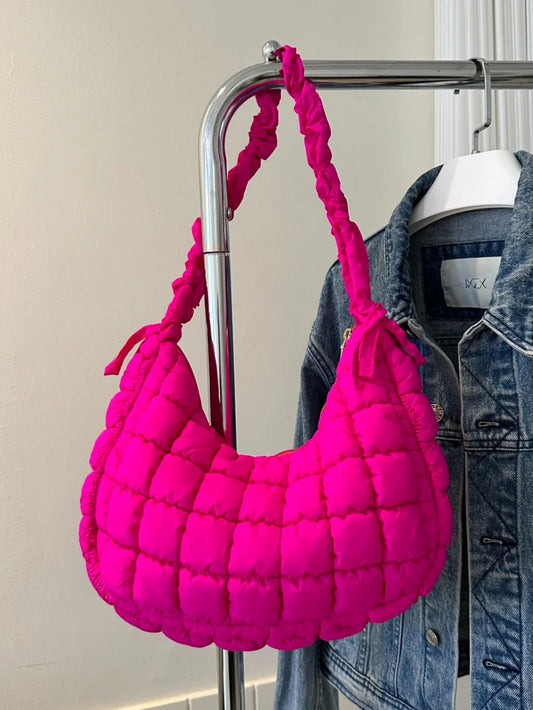 Bubble Texture Ruched Strap Quilted Shoulder Bag | Lily Bloom