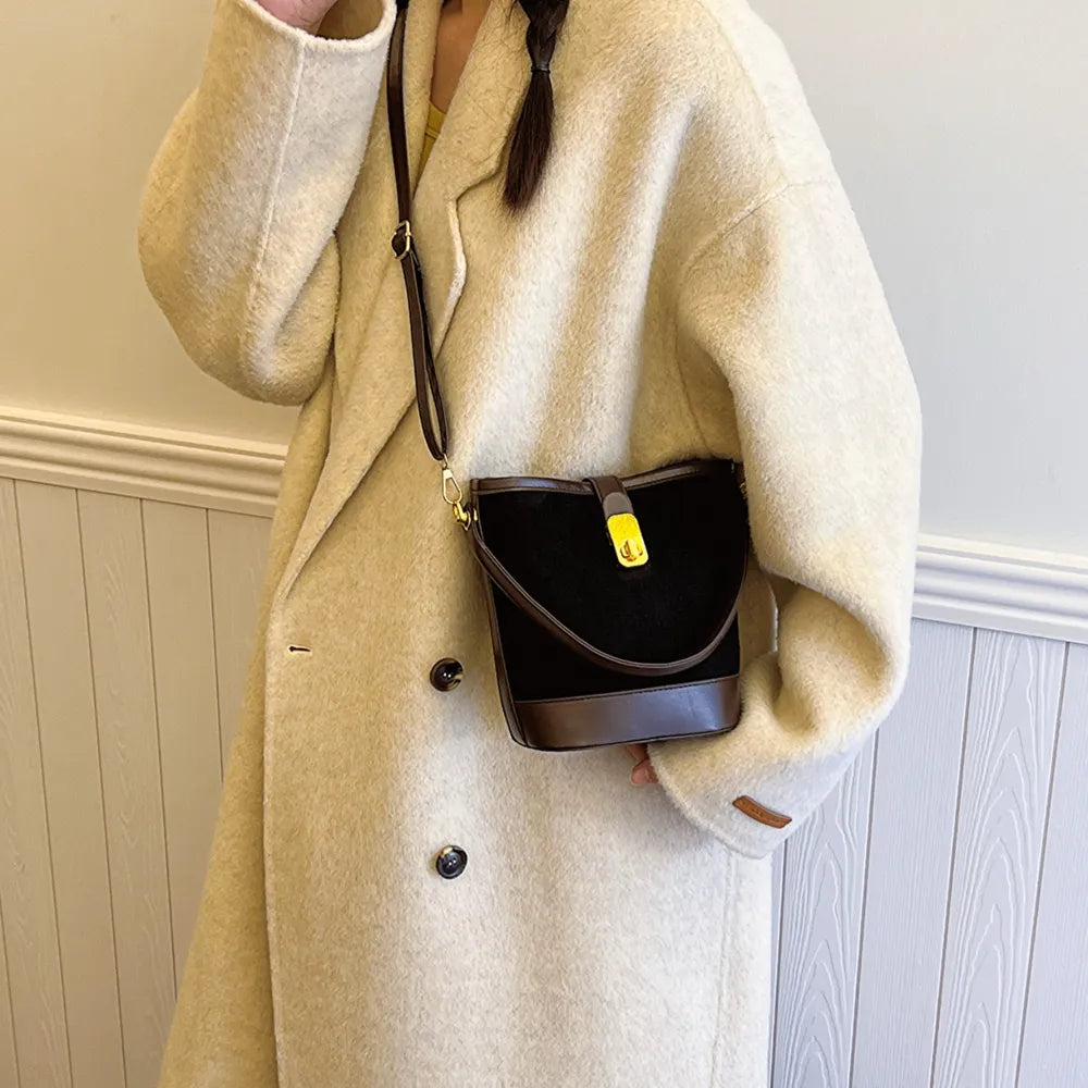 Vegan Leather Bucket Crossbody Bag | Lily Bloom